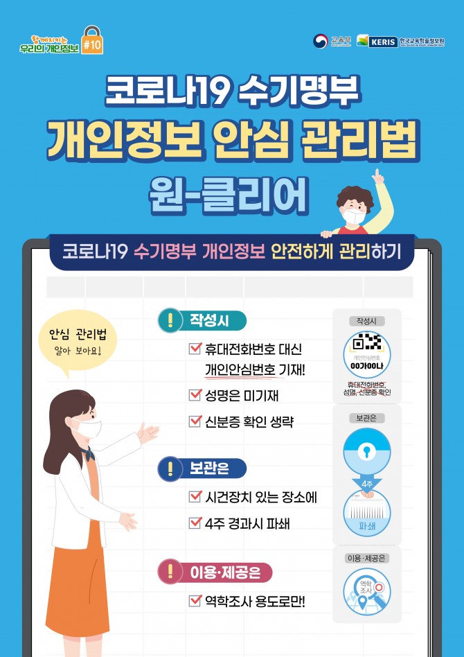 코로나19 수기명부 개인정보 안심관리법 안내